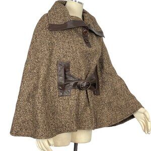 Mackage wool leather poncho cape